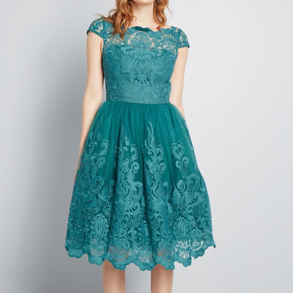 Chi Chi London Lace Dress in Green